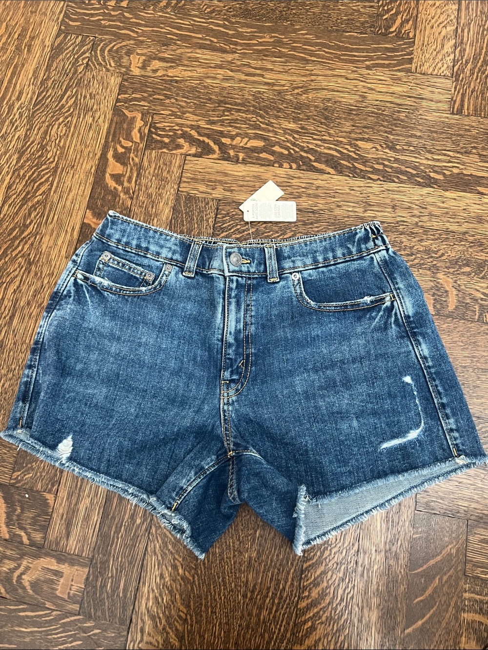 aerie Dark Blue Distressed Denim Shorts